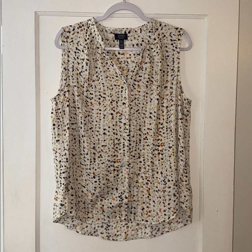 Jones New York Sleeveless Button-Up Blouse - Multi-Color Print - Size Large